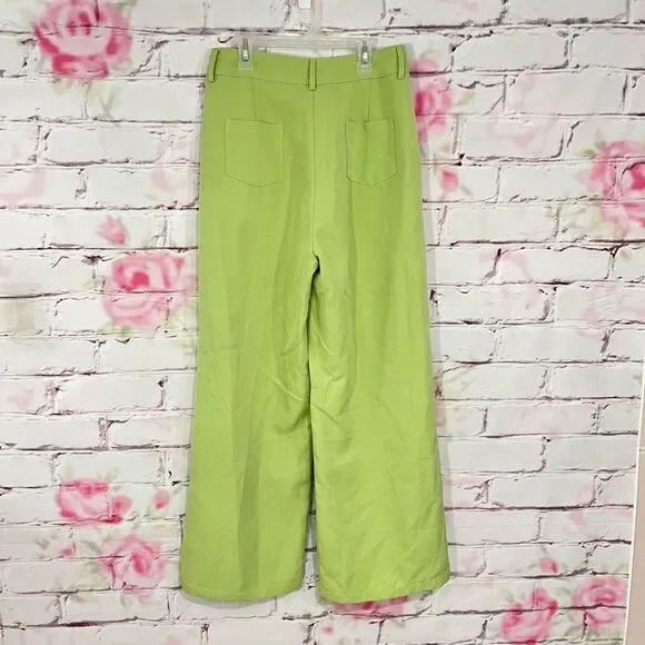 Cider lime green high waisted wide leg pants - Picture 6 of 9